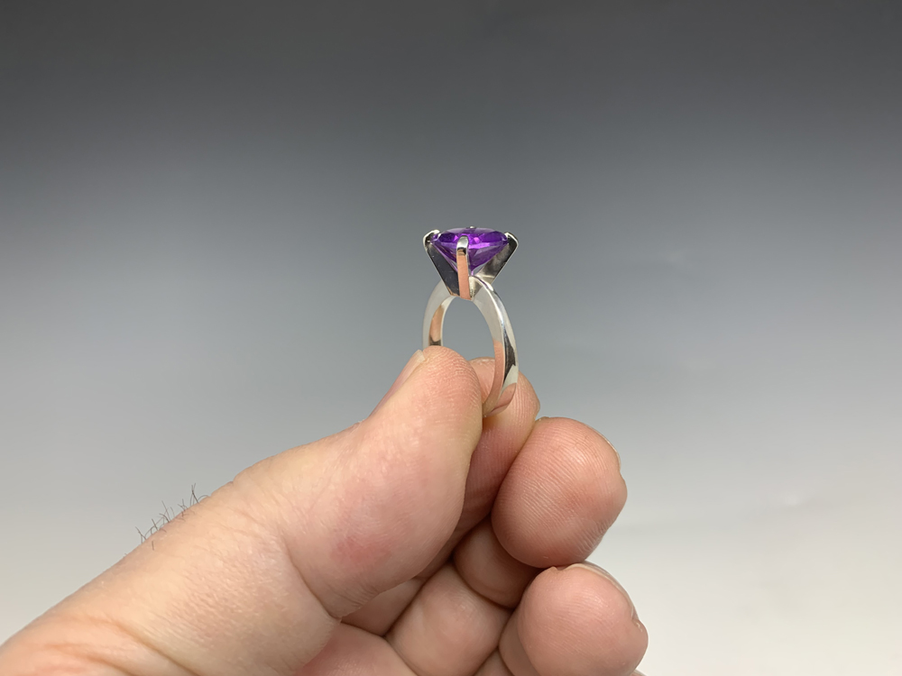 Pillow Cut Amethyst and Sterling Ring