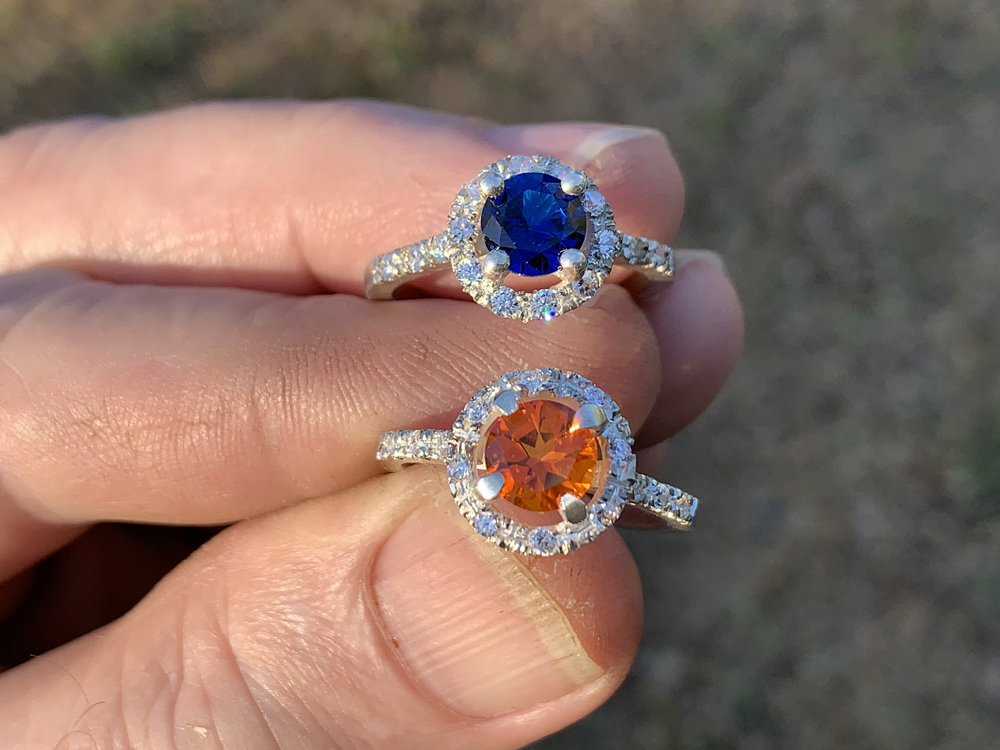 Full Halo Rings - Topaz and Lab Sapphire