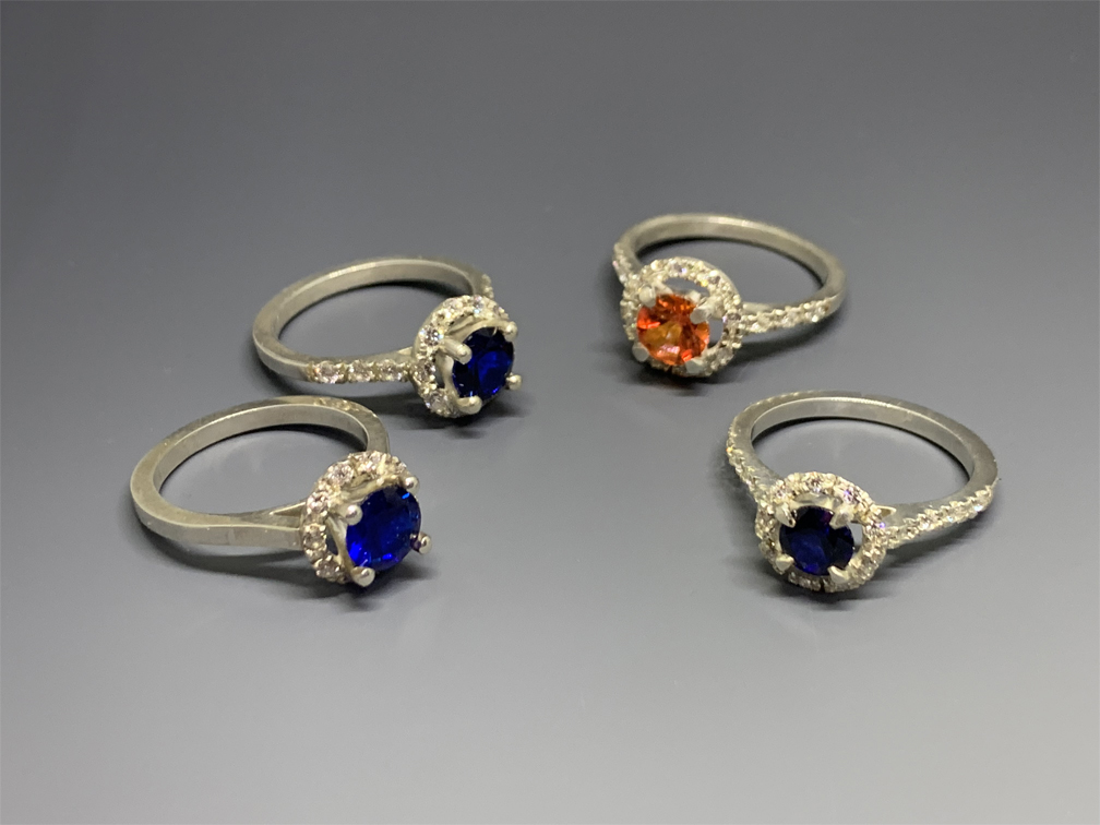 Halo Rings - Topaz and Lab Sapphire