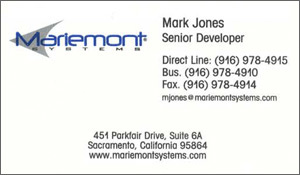 Mariemont Systems Business Card - Senior Developer